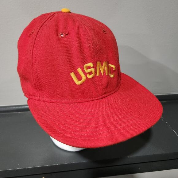 VTG 80s USMC United States Marine Corps New Era Snapback Med‎ Large Hat Cap USA - Picture 2 of 16